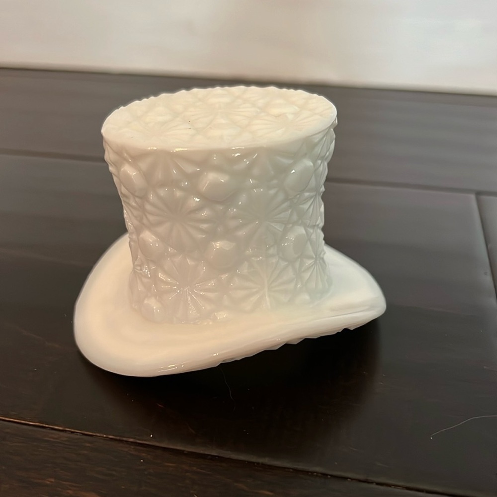 Milk glass Fenton hat candle holder